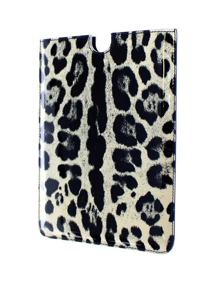 Dolce & Gabbana White Leopard Pattern Leather Ebook Cover Tablet Case