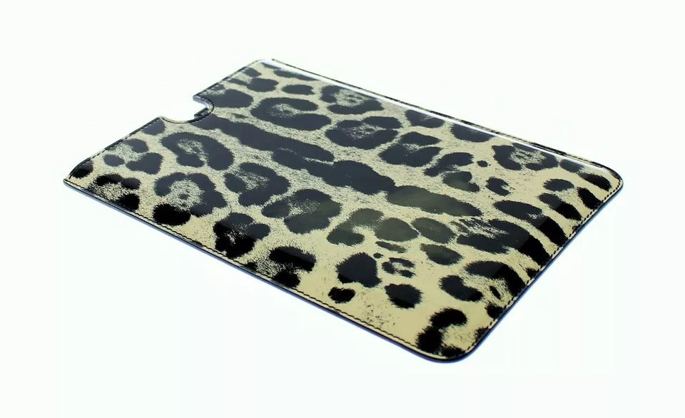 Dolce & Gabbana White Leopard Pattern Leather Ebook Cover Tablet Case