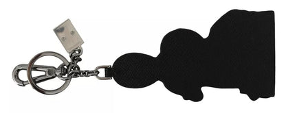Dolce & Gabbana Silver Leather Dominico Stefano #Dgfamily Logo Badge Keychain