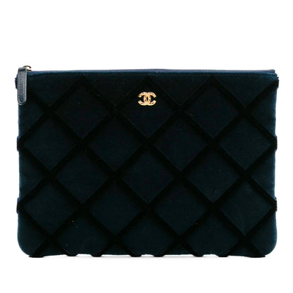 Chanel Cc Medium Quilted Velvet Cosmetic Case
