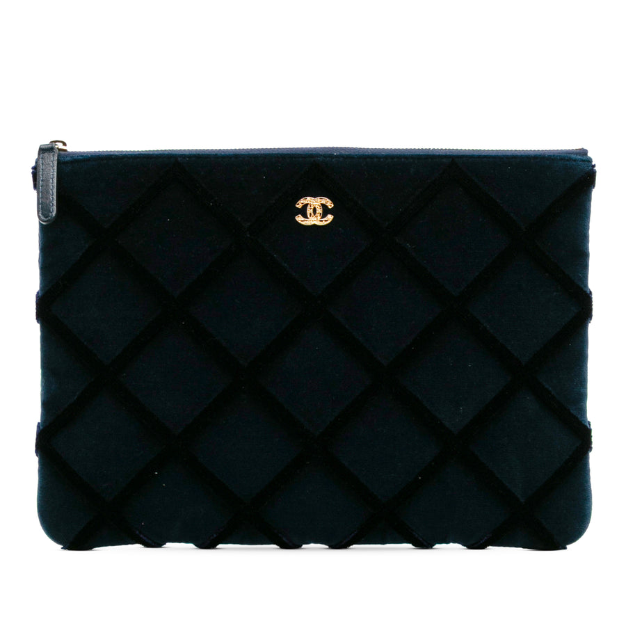 Chanel Cc Medium Quilted Velvet Cosmetic Case