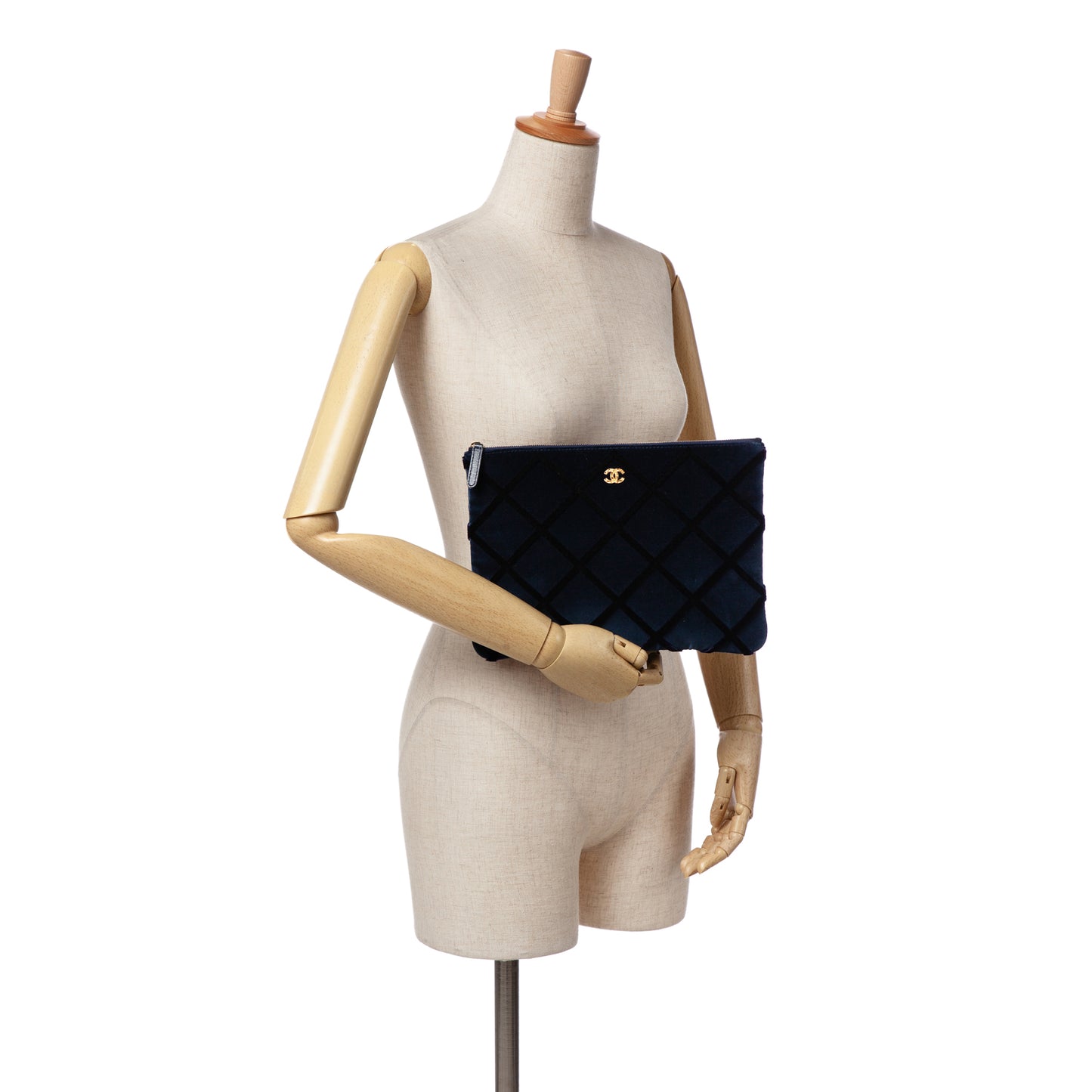 Chanel Cc Medium Quilted Velvet Cosmetic Case