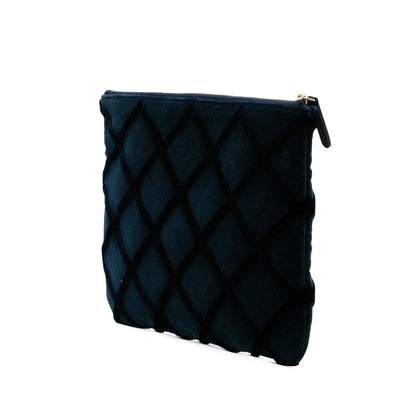 Chanel Cc Medium Quilted Velvet Cosmetic Case