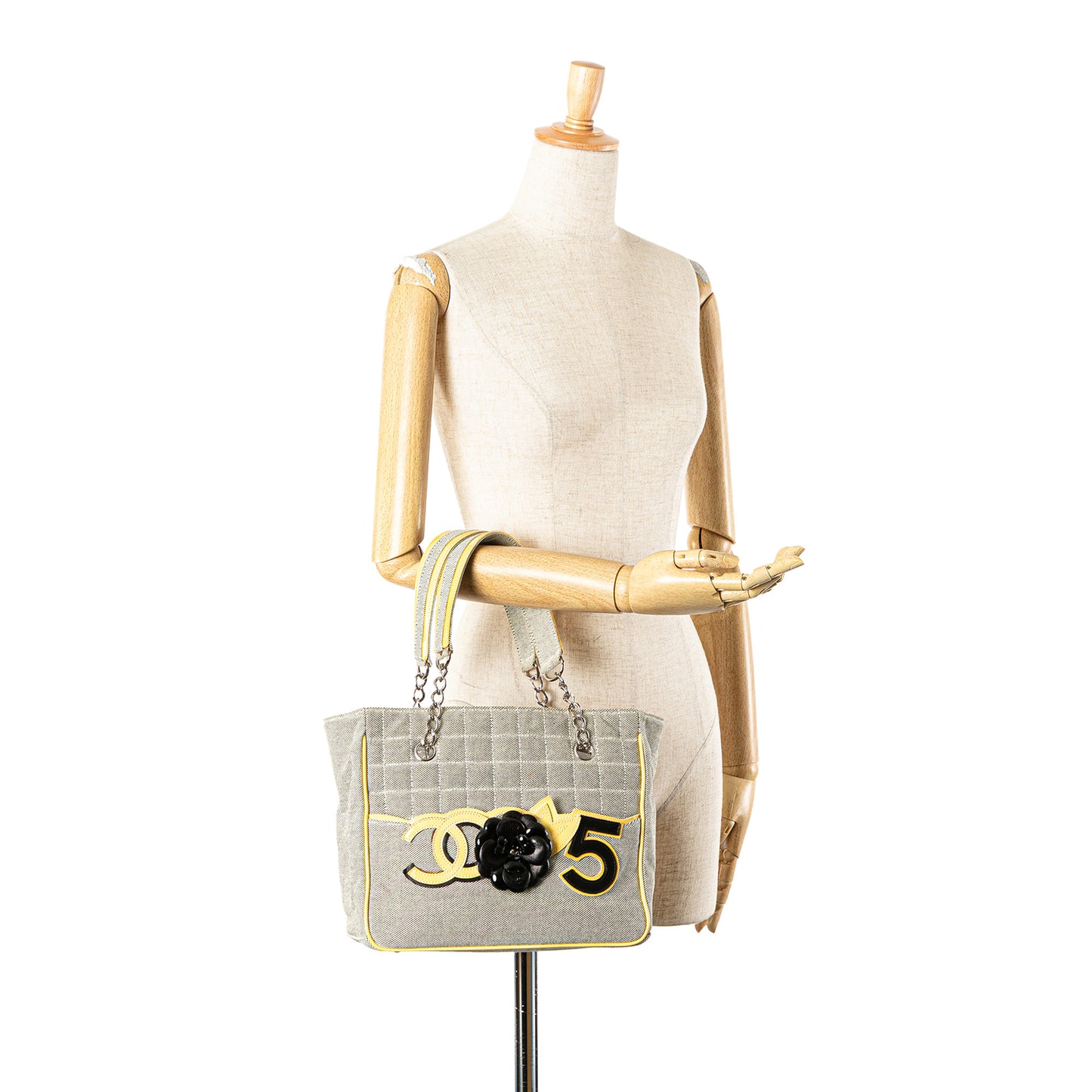 Chanel Cc Camellia No. 5 Choco Bar Canvas Tote