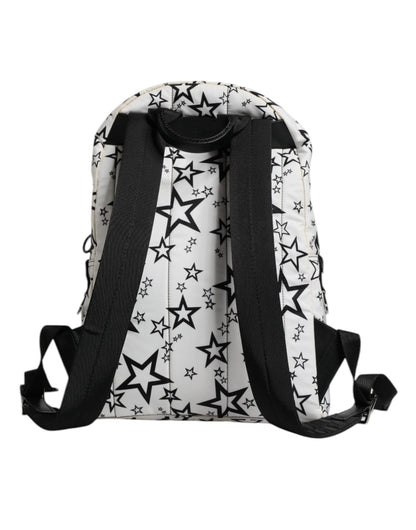 Dolce & Gabbana White Dg Stars Print Nylon School Backpack Bag