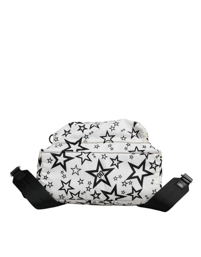 Dolce & Gabbana White Dg Stars Print Nylon School Backpack Bag