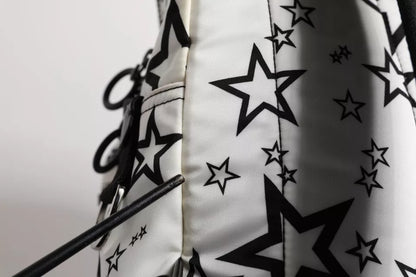 Dolce & Gabbana White Dg Stars Print Nylon School Backpack Bag