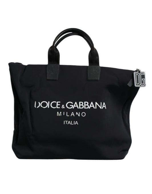 Dolce & Gabbana Black Canvas Dg Logo Women Shopping Hand Tote Bag