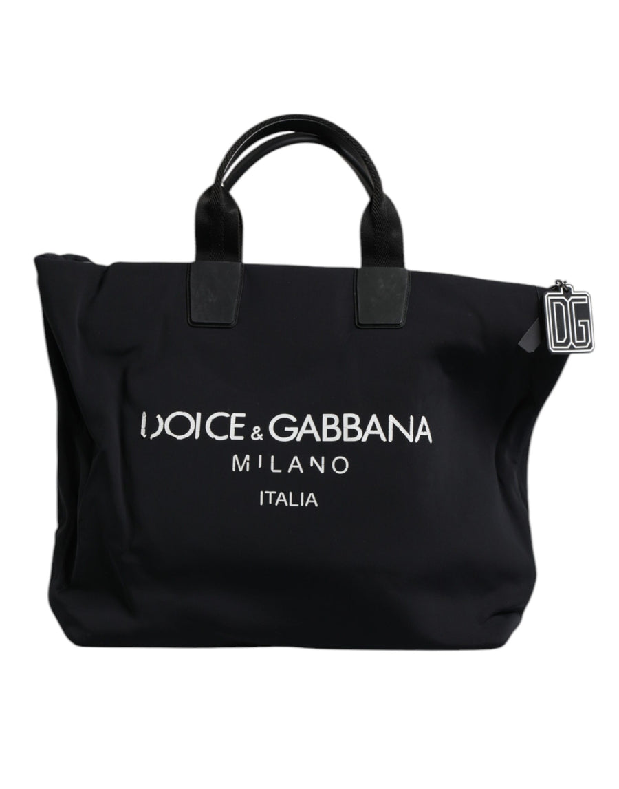 Dolce & Gabbana Black Canvas Dg Logo Women Shopping Hand Tote Bag