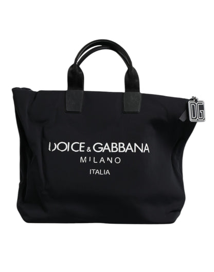 Dolce & Gabbana Black Canvas Dg Logo Women Shopping Hand Tote Bag