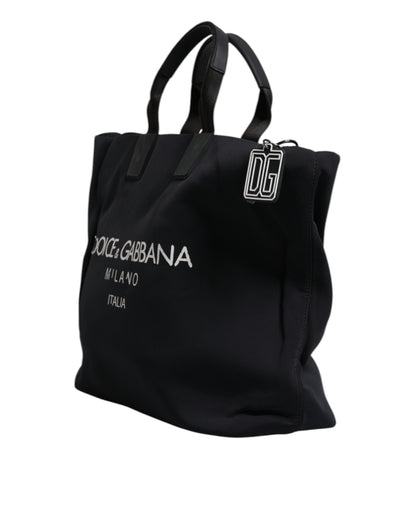 Dolce & Gabbana Black Canvas Dg Logo Women Shopping Hand Tote Bag