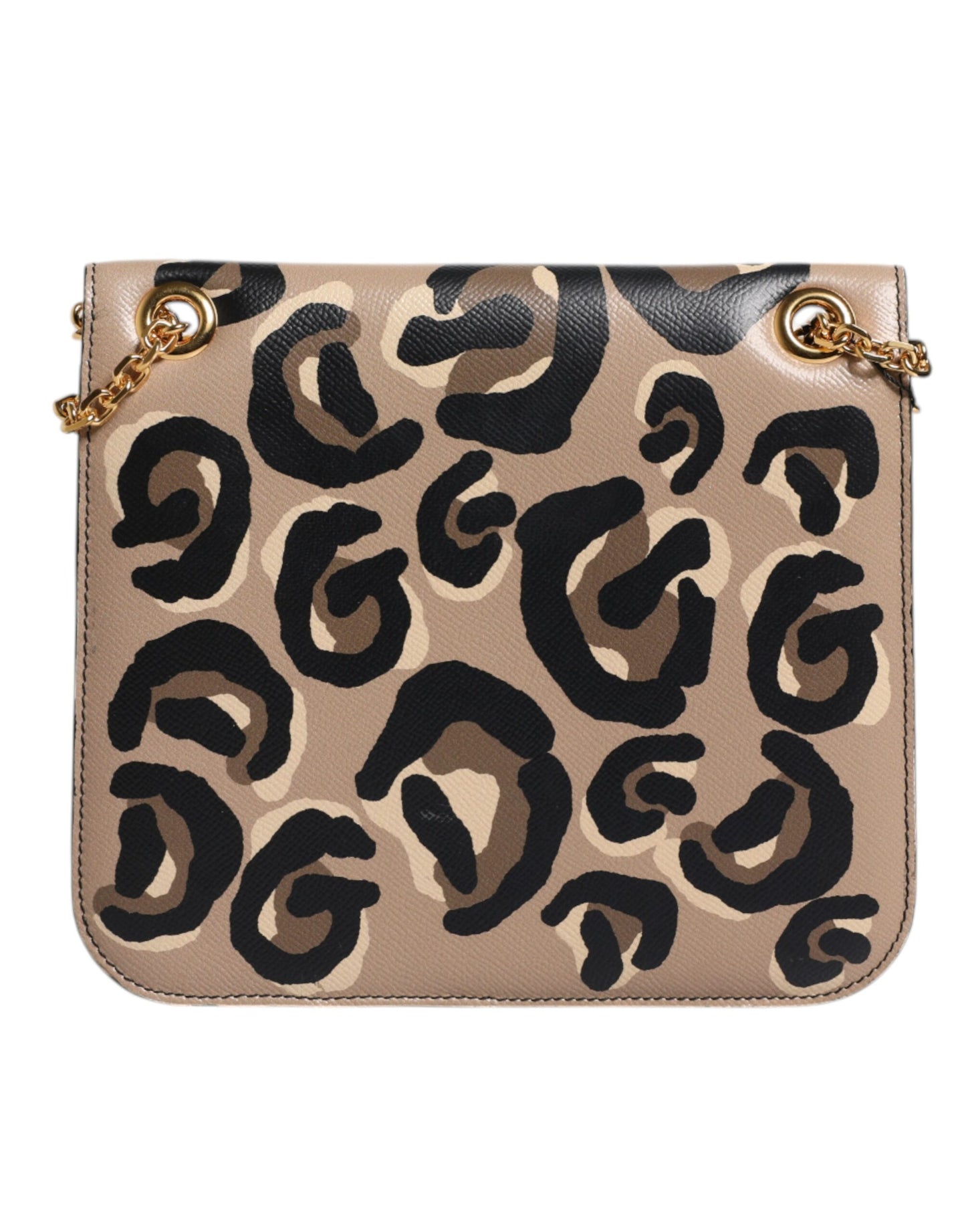 Dolce & Gabbana Beige Dg Leopard Pattern Leather Crossbody Bag