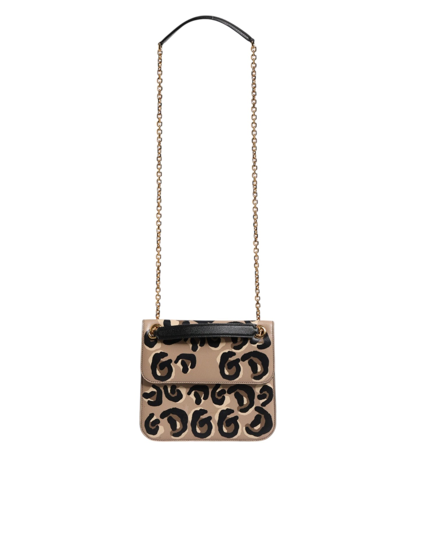 Dolce & Gabbana Beige Dg Leopard Pattern Leather Crossbody Bag