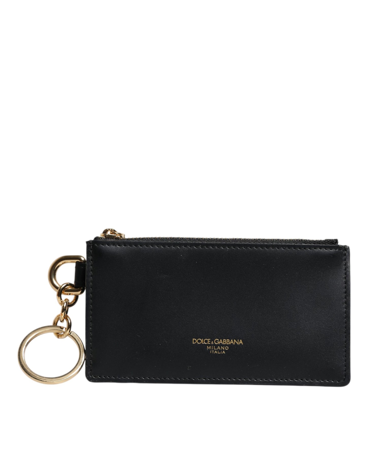 Dolce & Gabbana Black Calfskin Leather Dg Logo Card Holder Wallet