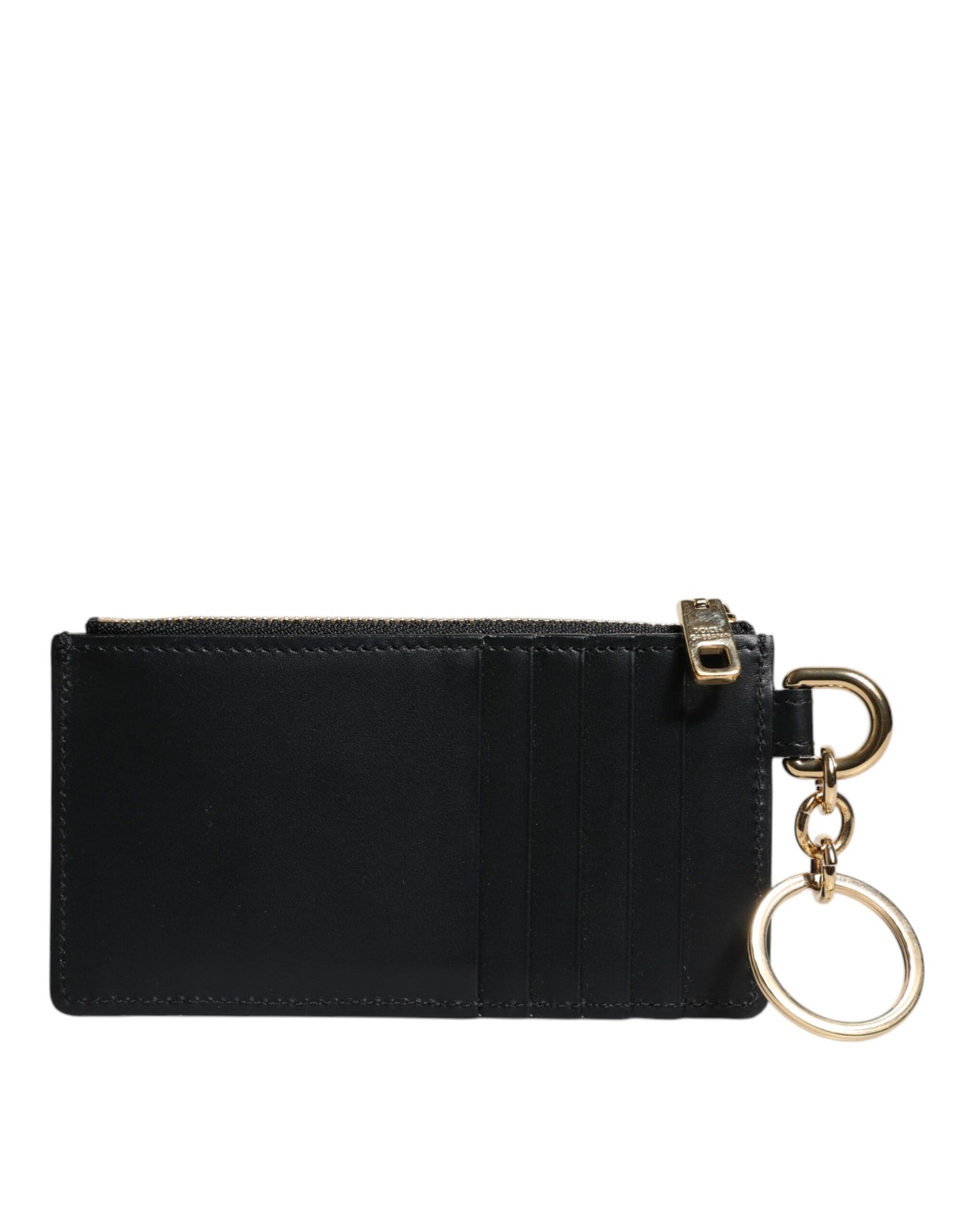 Dolce & Gabbana Black Calfskin Leather Dg Logo Card Holder Wallet