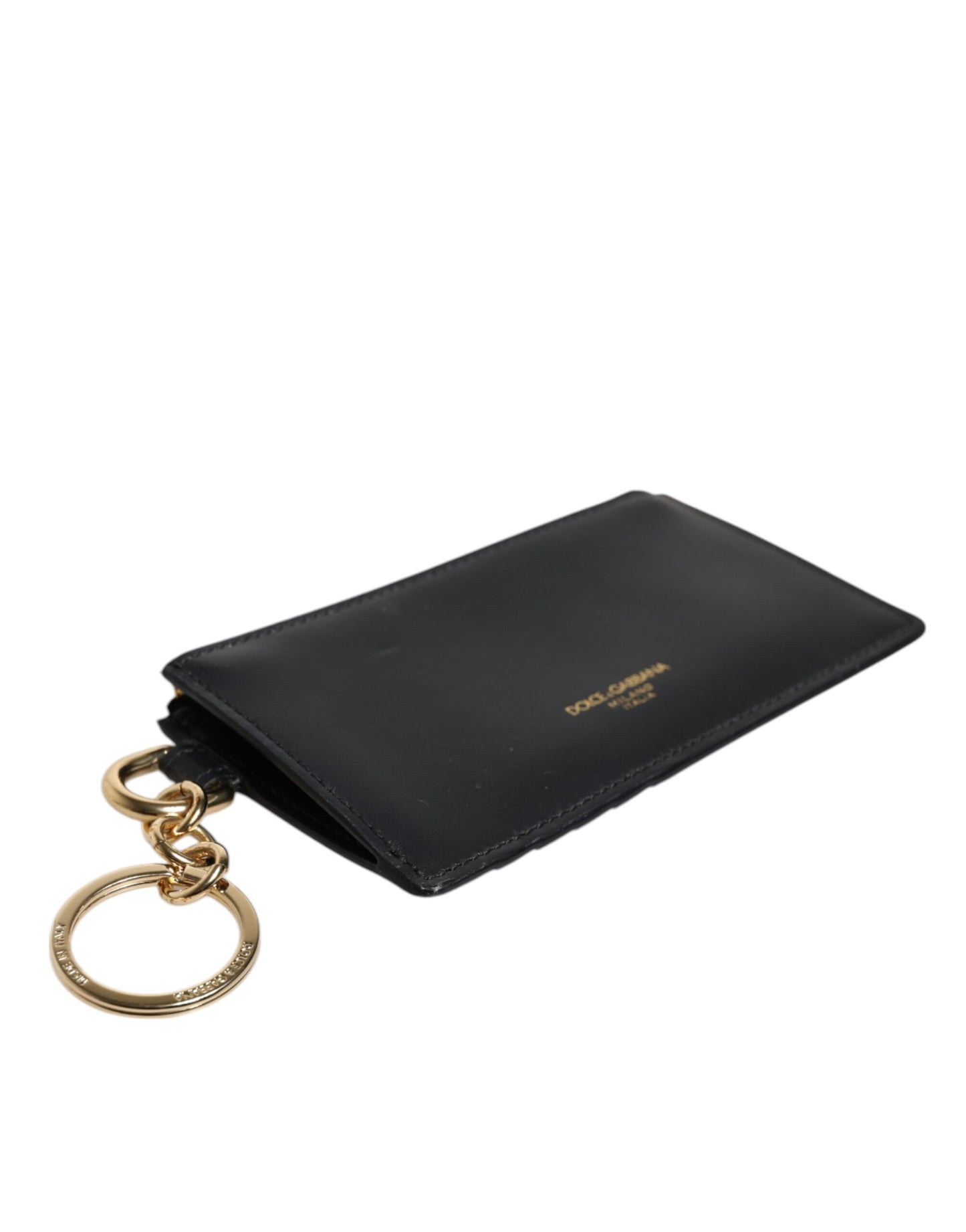 Dolce & Gabbana Black Calfskin Leather Dg Logo Card Holder Wallet
