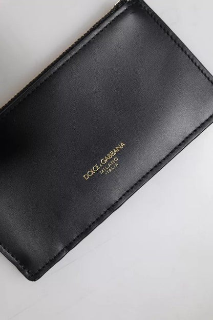 Dolce & Gabbana Black Calfskin Leather Dg Logo Card Holder Wallet