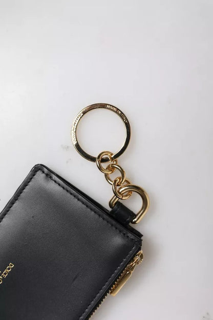Dolce & Gabbana Black Calfskin Leather Dg Logo Card Holder Wallet