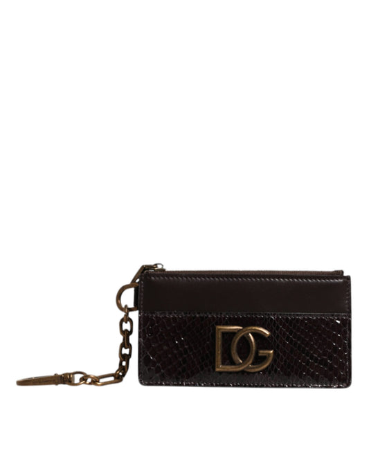 Dolce & Gabbana Brown Exotic Leather Dg Logo Card Holder Wallet