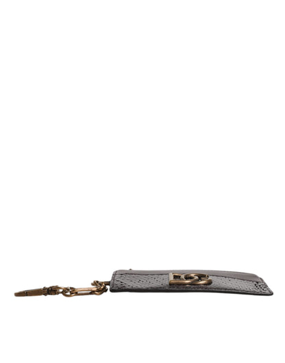 Dolce & Gabbana Brown Exotic Leather Dg Logo Card Holder Wallet