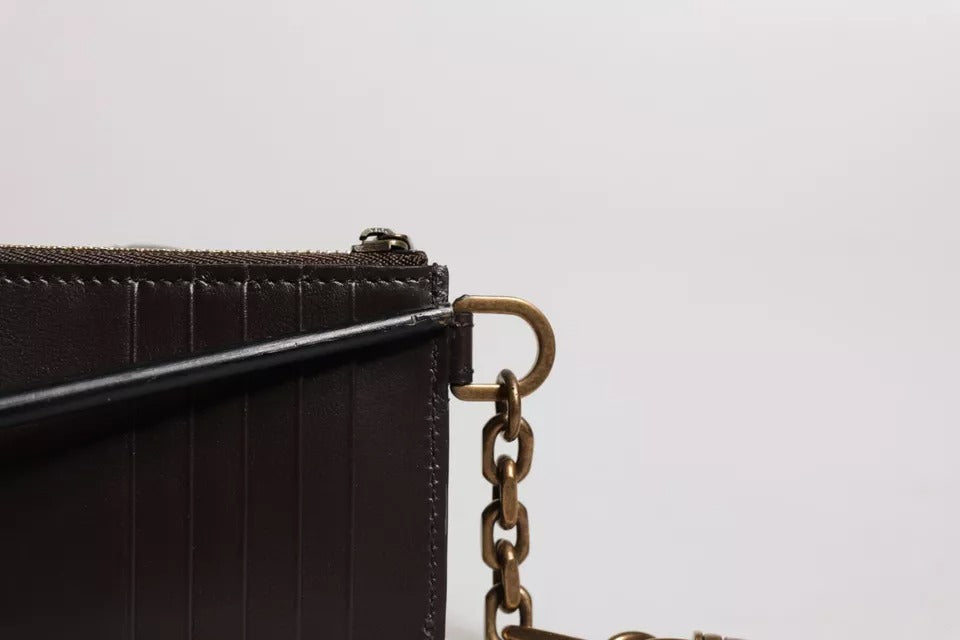 Dolce & Gabbana Brown Exotic Leather Dg Logo Card Holder Wallet