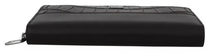 Dolce & Gabbana Black Exotic Leather Bifold Card Holder Wallet