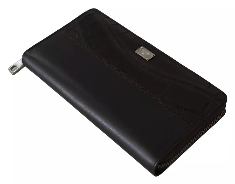 Dolce & Gabbana Black Exotic Leather Bifold Card Holder Wallet