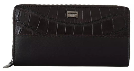 Dolce & Gabbana Black Exotic Leather Bifold Card Holder Wallet