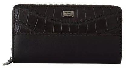 Dolce & Gabbana Black Exotic Leather Bifold Card Holder Wallet
