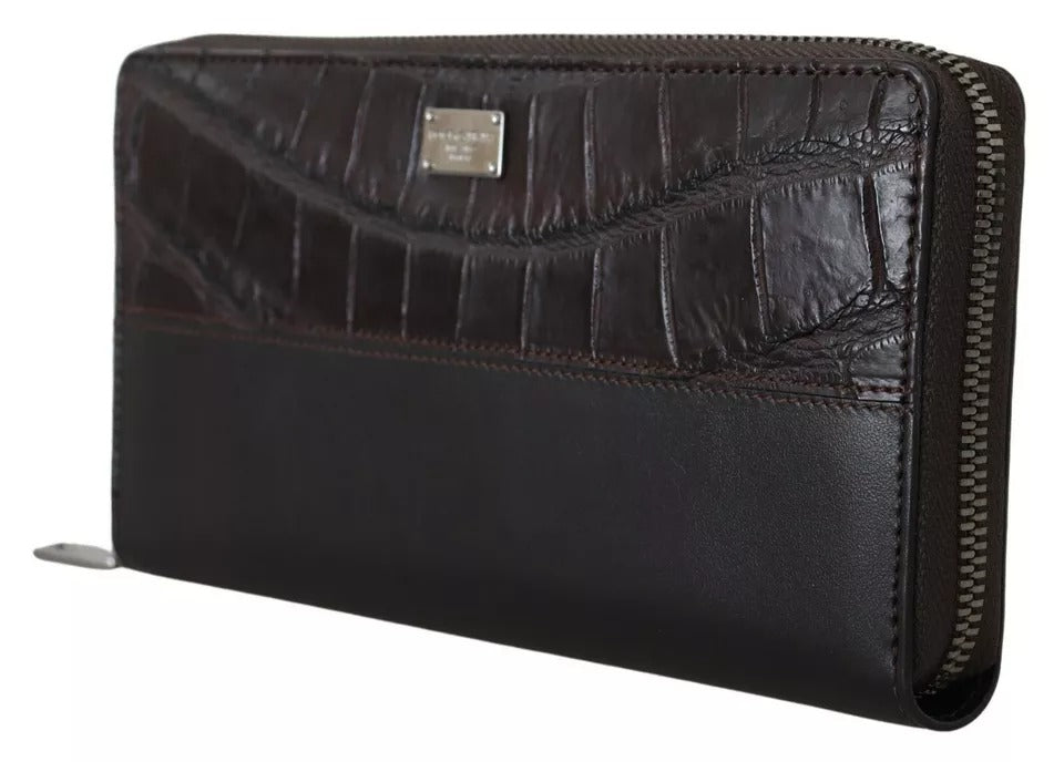 Dolce & Gabbana Black Exotic Leather Bifold Card Holder Wallet