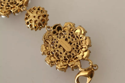 Dolce & Gabbana Fiori Blooming Floral Baroque Crystals Brass Bracelet
