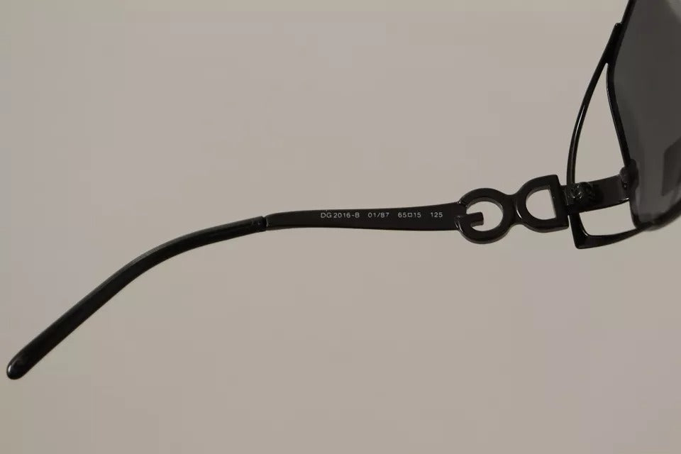Dolce & Gabbana Black Metal Frame Logo Crystals Shades Sunglasses Dg2016B