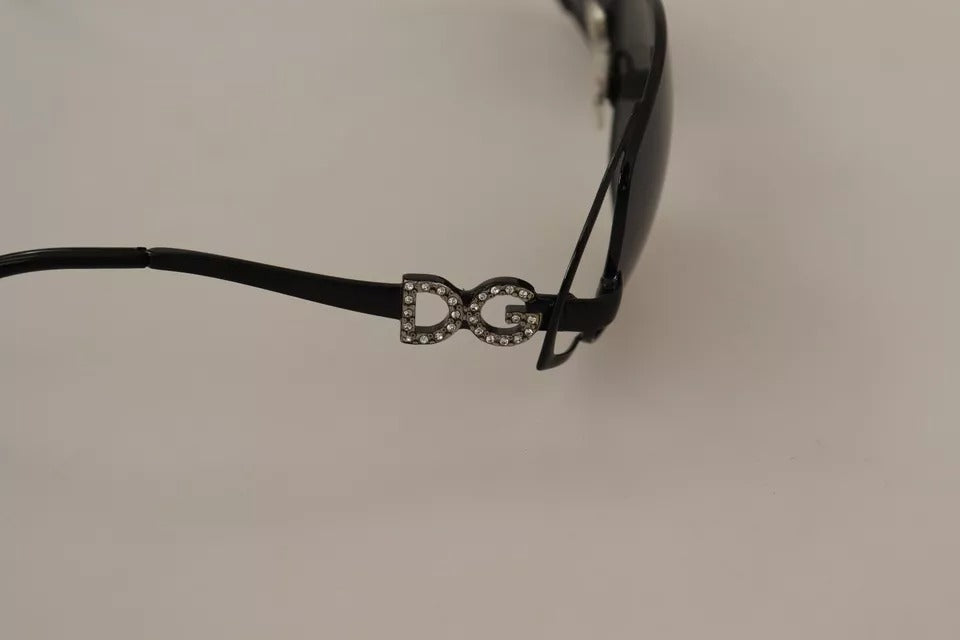 Dolce & Gabbana Black Metal Frame Logo Crystals Shades Sunglasses Dg2016B