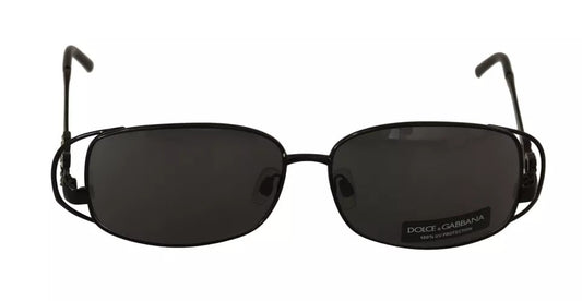 Dolce & Gabbana Black Metal Frame Logo Crystals Shades Sunglasses Dg2016B