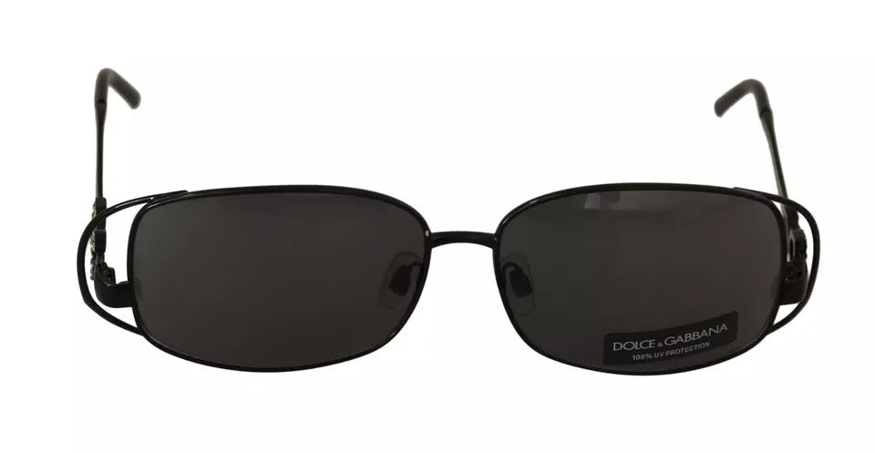 Dolce & Gabbana Black Metal Frame Logo Crystals Shades Sunglasses Dg2016B