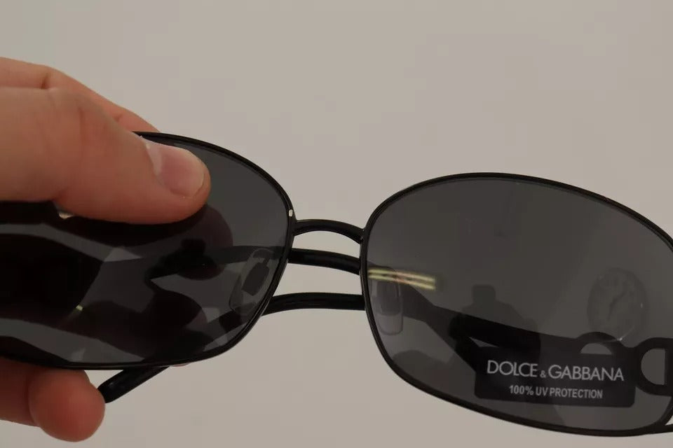 Dolce & Gabbana Black Metal Frame Logo Crystals Shades Sunglasses Dg2016B
