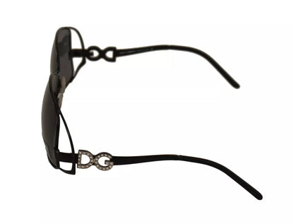 Dolce & Gabbana Black Metal Frame Logo Crystals Shades Sunglasses Dg2016B