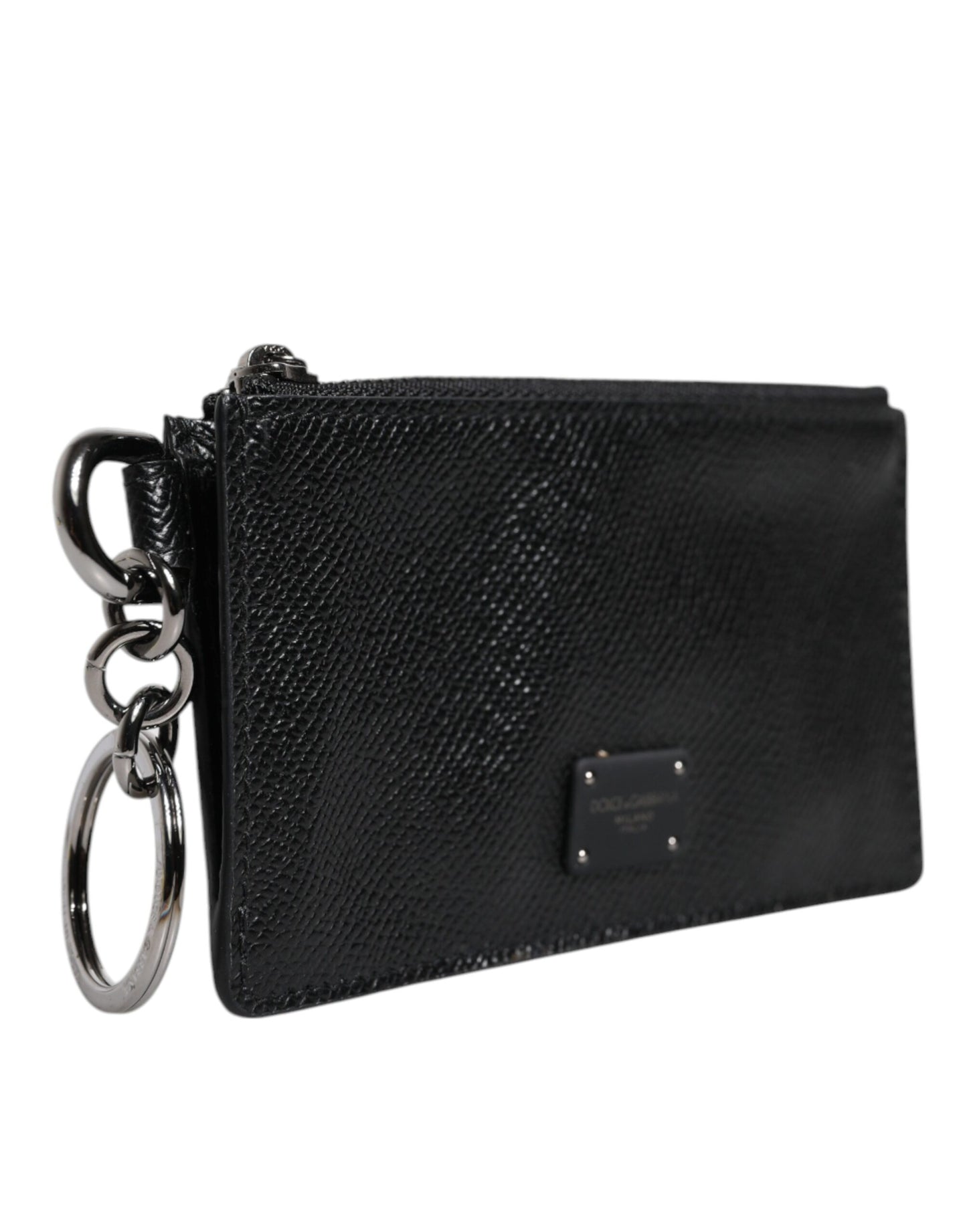 Dolce & Gabbana Black Calfskin Leather Dg Logo Card Holder Wallet
