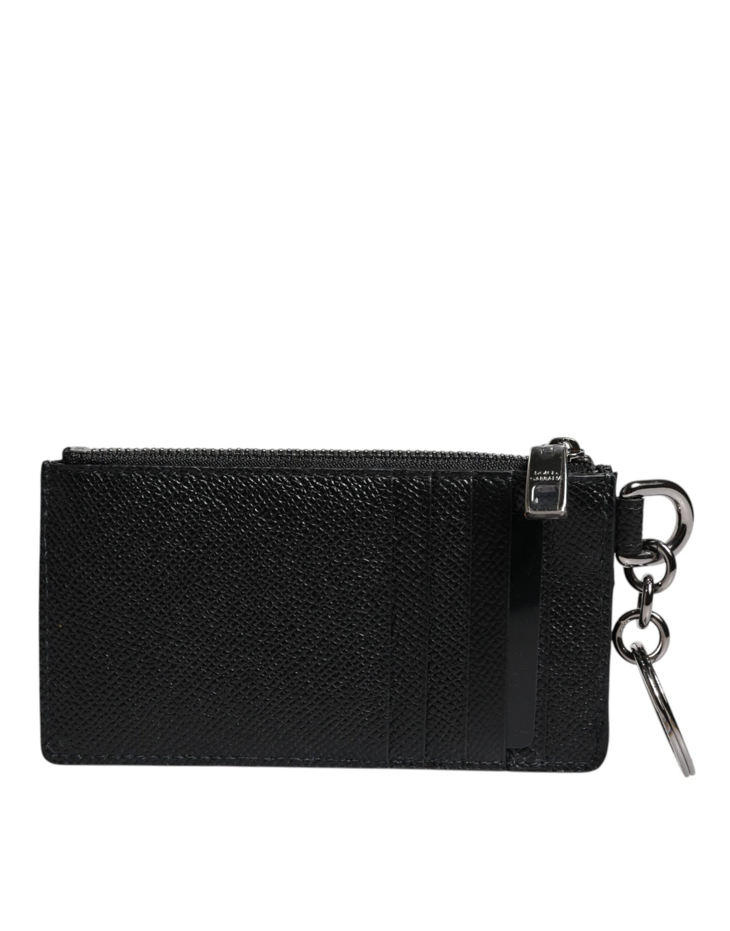 Dolce & Gabbana Black Calfskin Leather Dg Logo Card Holder Wallet