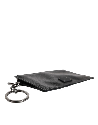 Dolce & Gabbana Black Calfskin Leather Dg Logo Card Holder Wallet