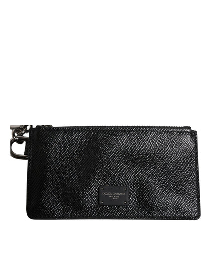 Dolce & Gabbana Black Calfskin Leather Dg Logo Card Holder Wallet