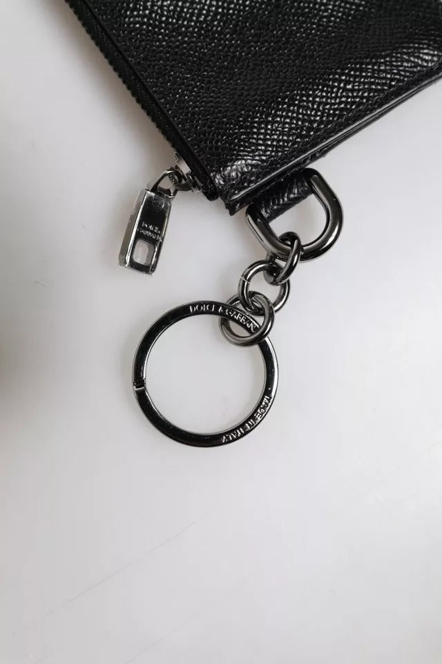 Dolce & Gabbana Black Calfskin Leather Dg Logo Card Holder Wallet