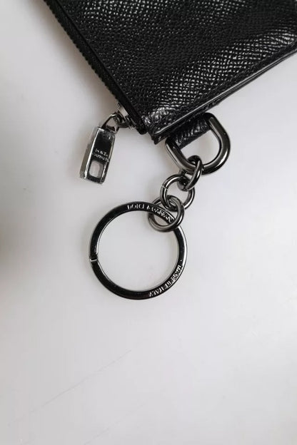 Dolce & Gabbana Black Calfskin Leather Dg Logo Card Holder Wallet