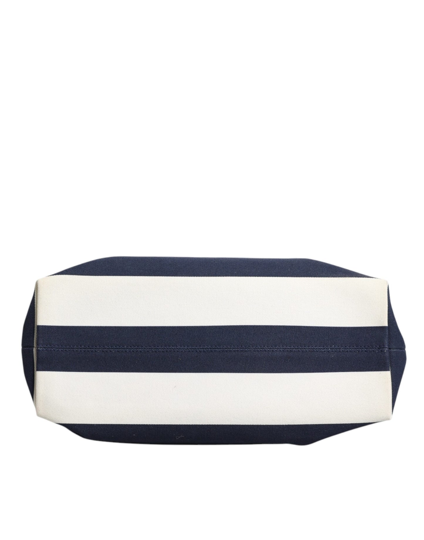 White Navy Striped Canvas Top Handle Tote Crossbody Bag