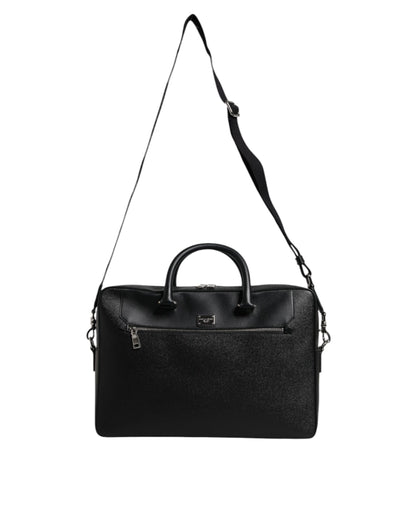 Black Logo Plaque Double Handle Messenger Bag