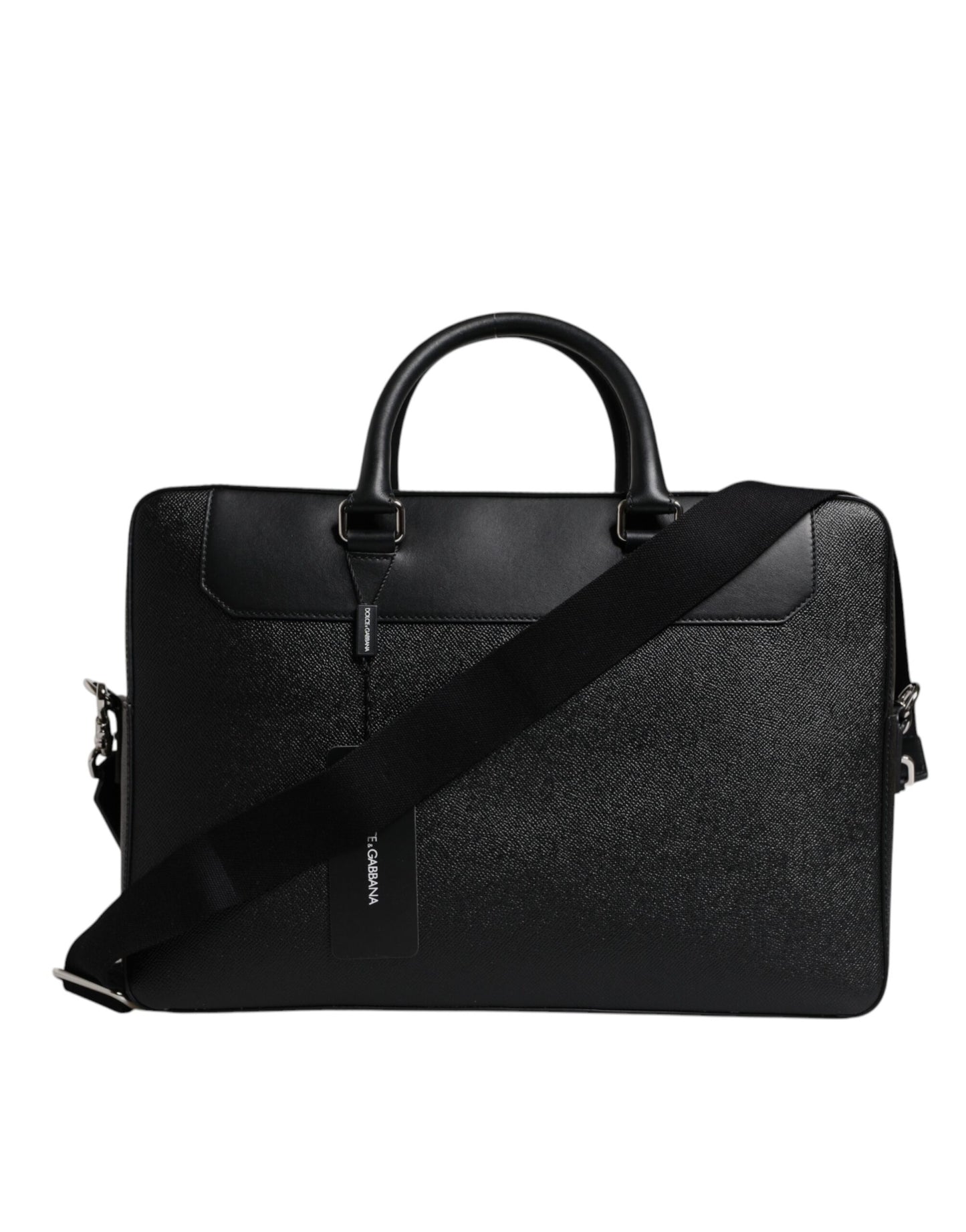 Black Logo Plaque Double Handle Messenger Bag