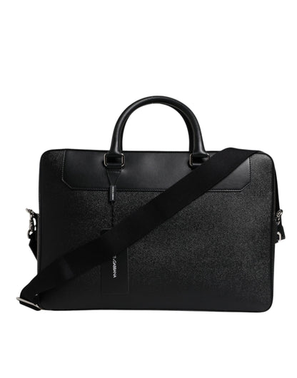Black Logo Plaque Double Handle Messenger Bag