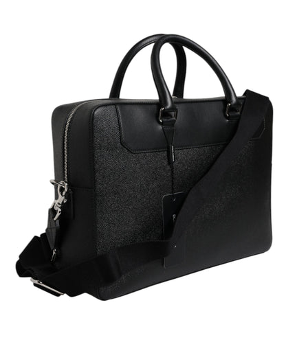 Black Logo Plaque Double Handle Messenger Bag
