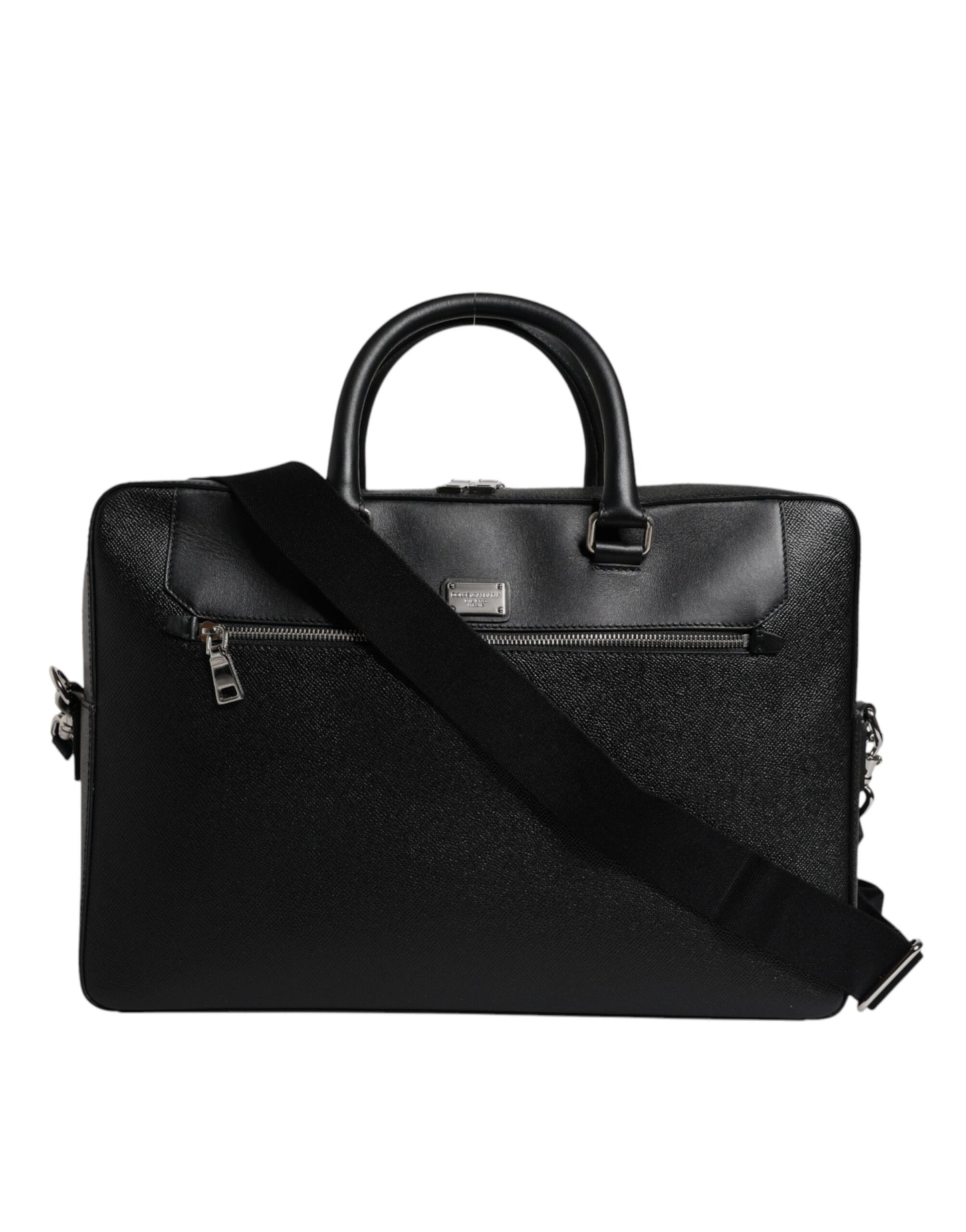 Black Logo Plaque Double Handle Messenger Bag