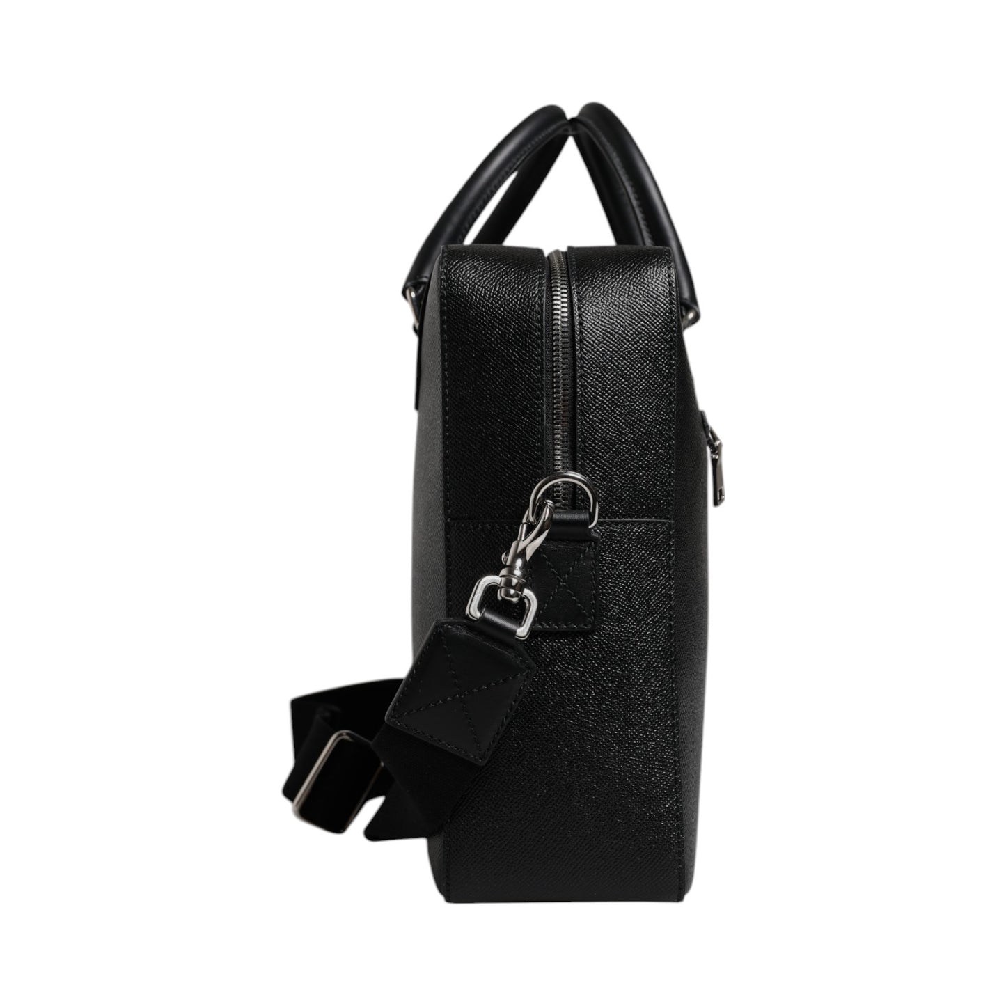 Black Logo Plaque Double Handle Messenger Bag